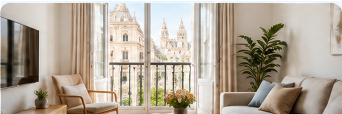 Salón de un apartamento turístico en Barcelona